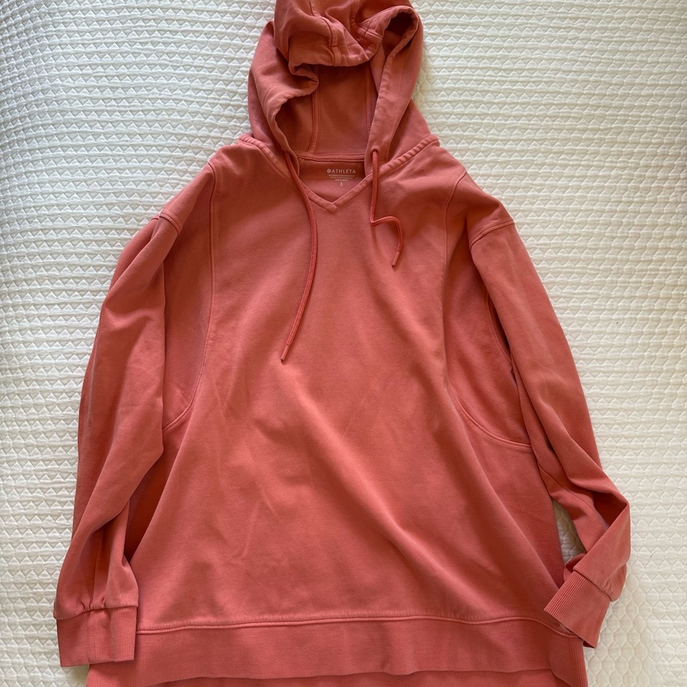 Coral Athleta hooded sweatshirt- worn once!! EUC!